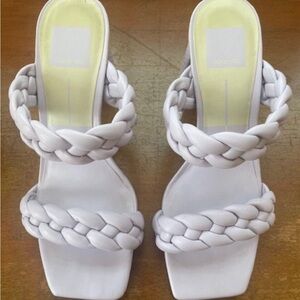 Purple Braided Strap Heeled Sandals